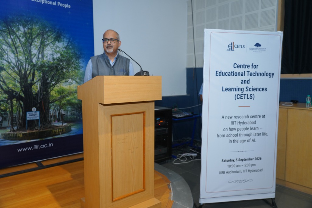 Prof. Sandeep Kumar Shukla, Director of IIIT Hyderabad, speaking at the CETLS inauguration