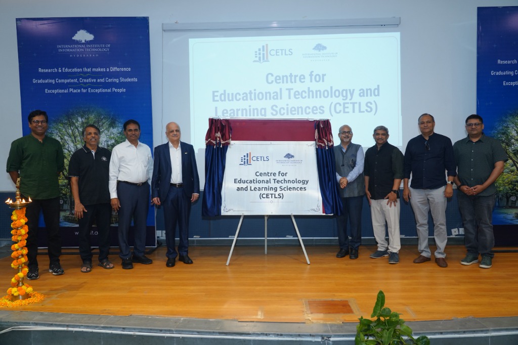 Unveiling of the Centre for Educational Technology and Learning Sciences (CETLS) plaque at IIIT Hyderabad